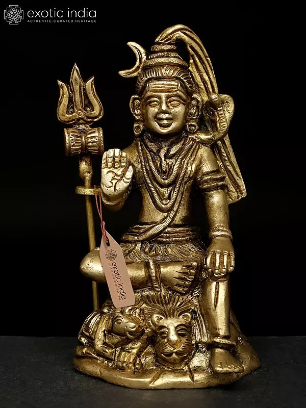 4" Small Blessing Lord Shiva | Brass Statue