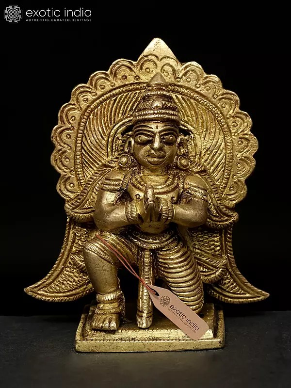 4" Small Sitting Garuda in Namaskar Gesture | Brass Statue