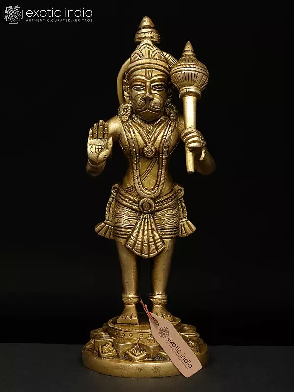 7" Brass Standing Lord Hanuman Idol | Made In India