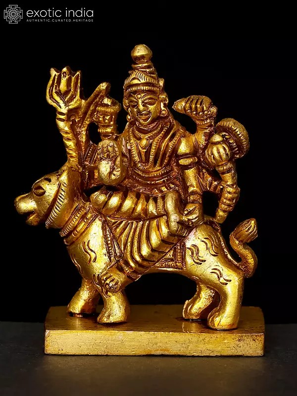 2" Small Goddess Durga (Sherawali Maa) | Brass Statue