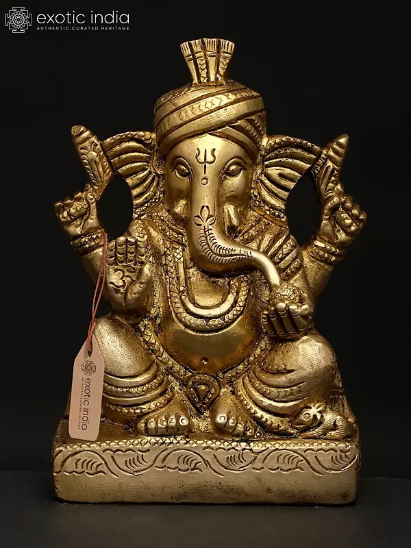 5" Small Pagadi Ganesha | Brass Statue