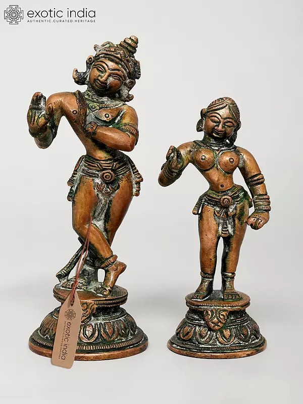 5" Pair of Radha Krishna | Brass Statues
