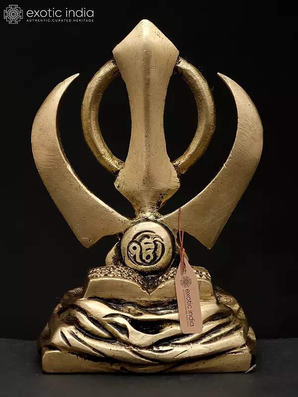 4" Small Khanda Sahib - Sikh Religious Symbol | Brass Statue