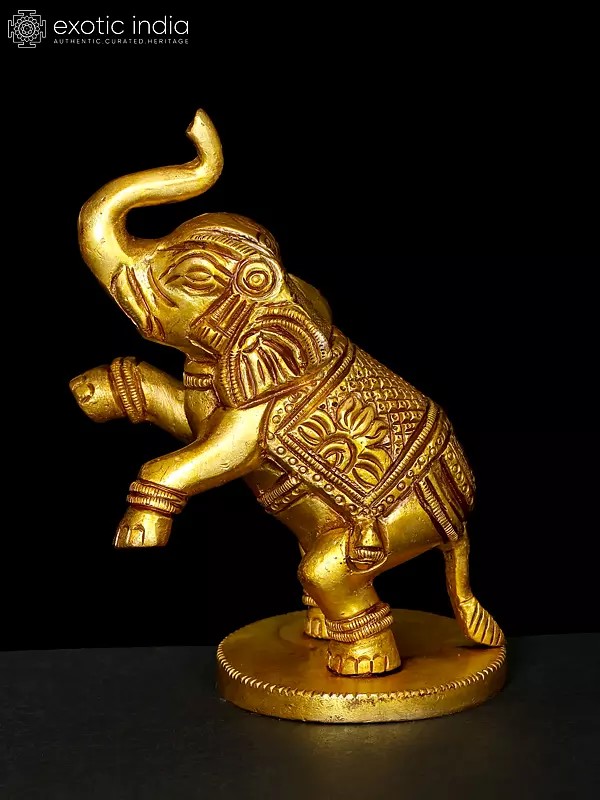 Small Jumping Elephant in Brass