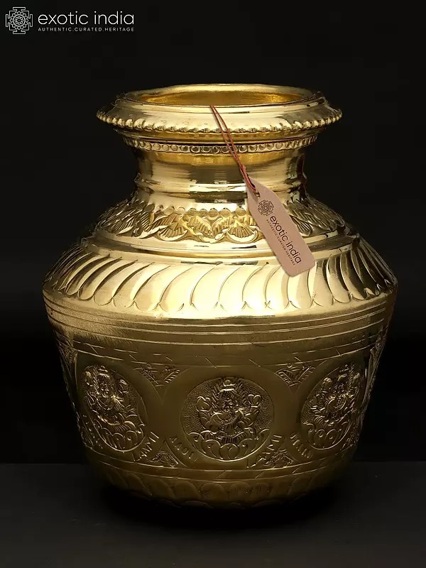 7" Brass Ashta Lakshmi Kalash