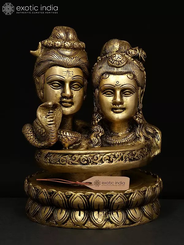 6" Brass Statue of Shiva Parvati - The Divine Union