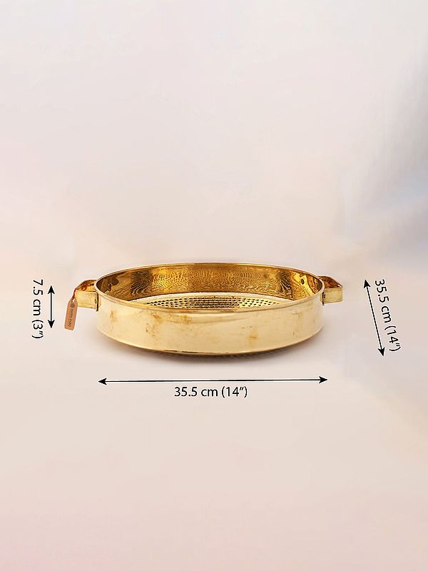 14" Brass Shiva Abhisheka Sieve with Star in Middle