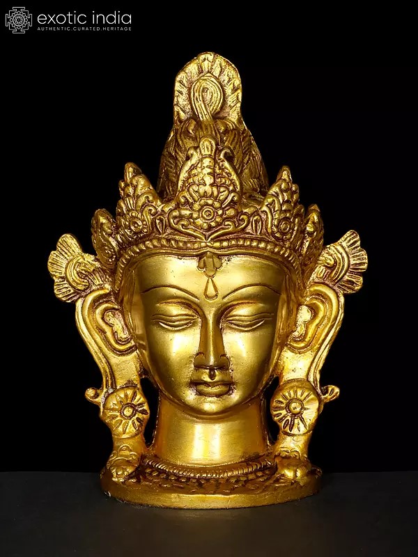 6" Crown Tara Head | Brass Statue