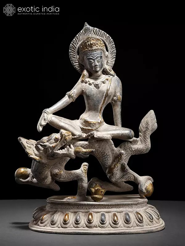 12" Lord Indra on Lion | Brass Statue