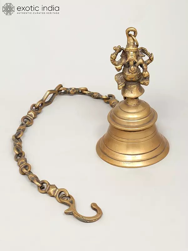 7" Brass Lord Ganesha Hanging Bell