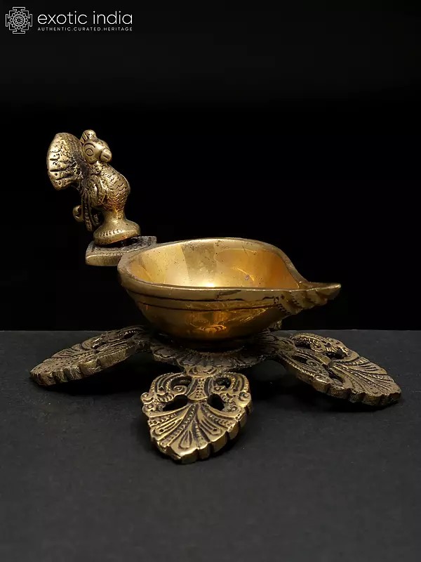 4" Small Designer Brass Diya