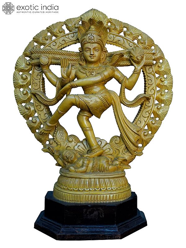 16" Lord Shiva As Nataraja | Handmade White Wood Statue