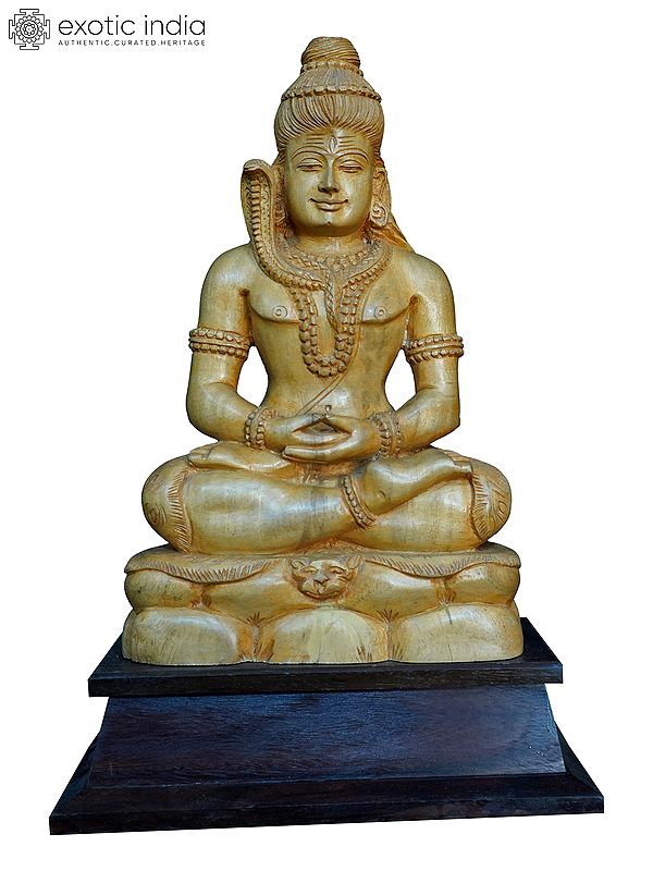 15" The Mahayogi Lord Shiva | Handmade White Wood Statue