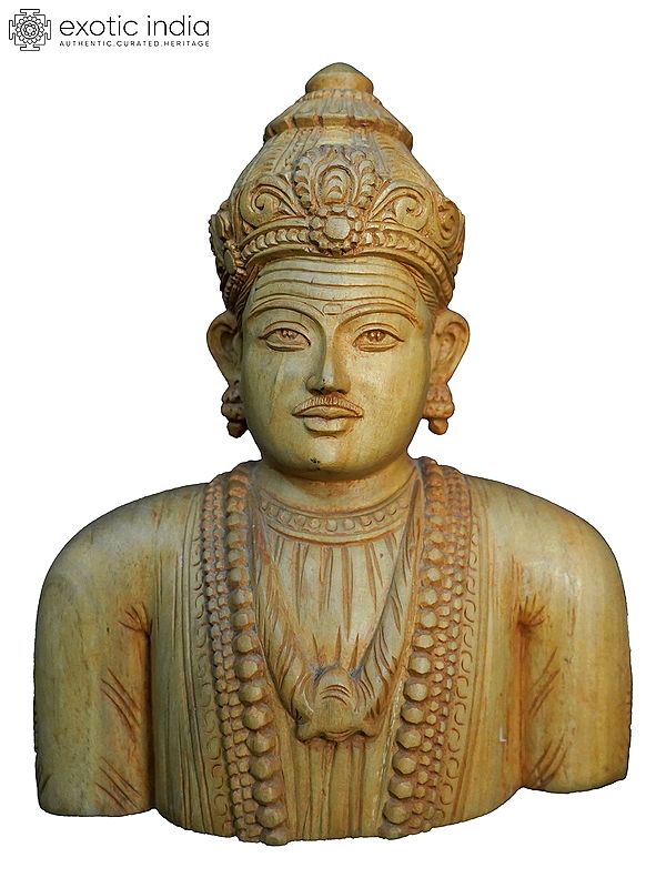 10" Basavanna Mysore Guru (A Symbolic Representation Of Shiva) | Handmade White Wood Statue