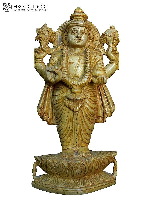 7" Shriman Narayan - Lord Vishnu | Handmade White Wood Statue