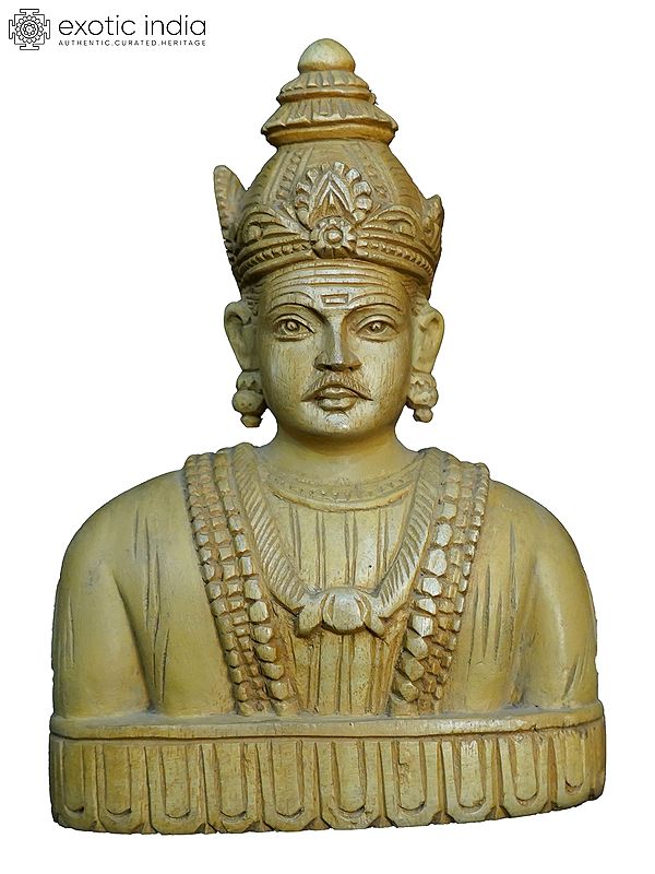 7" Bust Of Guru Basavanna | Handmade White Wood Statue