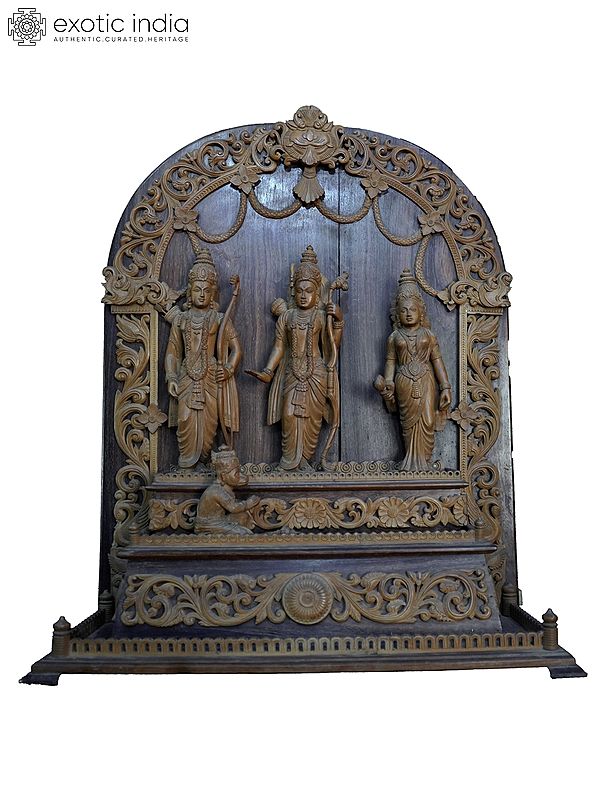 20" Ram Darbar Wood Statue For Home | Handmade White Wood Statue