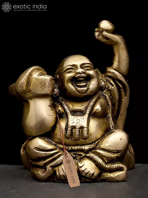 2" Small Laughing Buddha | Brass Statue