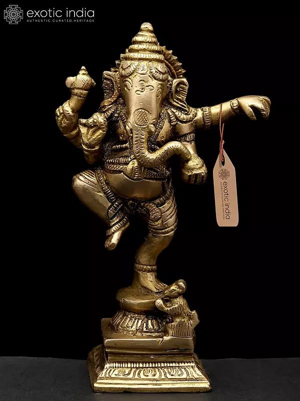6" Small Nritya Ganesha | Brass Idol