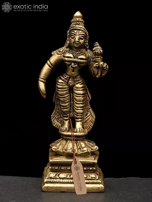 4" Small Standing Devi Parvati | Brass Statue