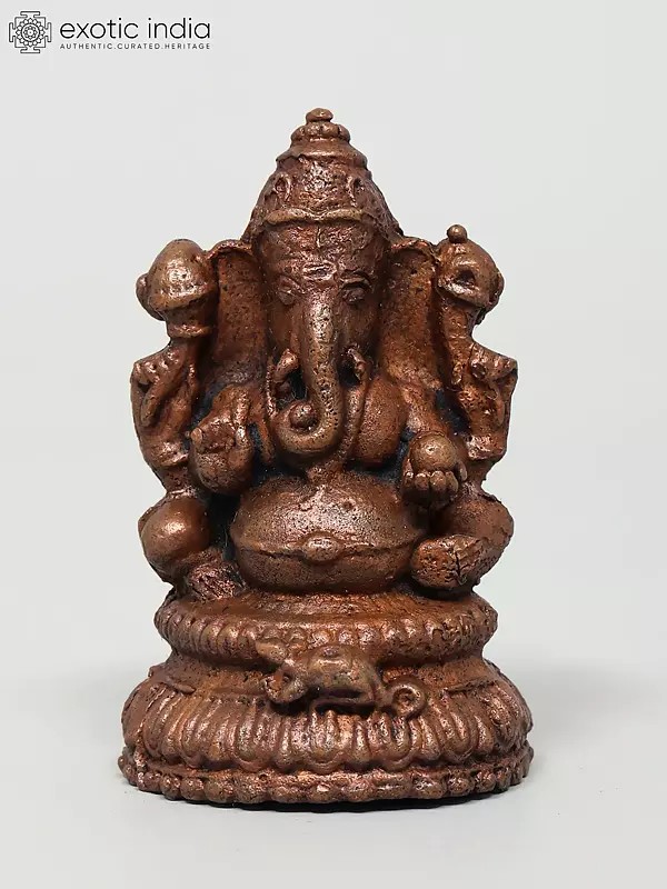 2" Small Chaturbhuja Ganesha | Copper Statue