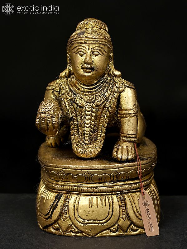 3" Small Crawling Laddu Gopal | Brass Statue