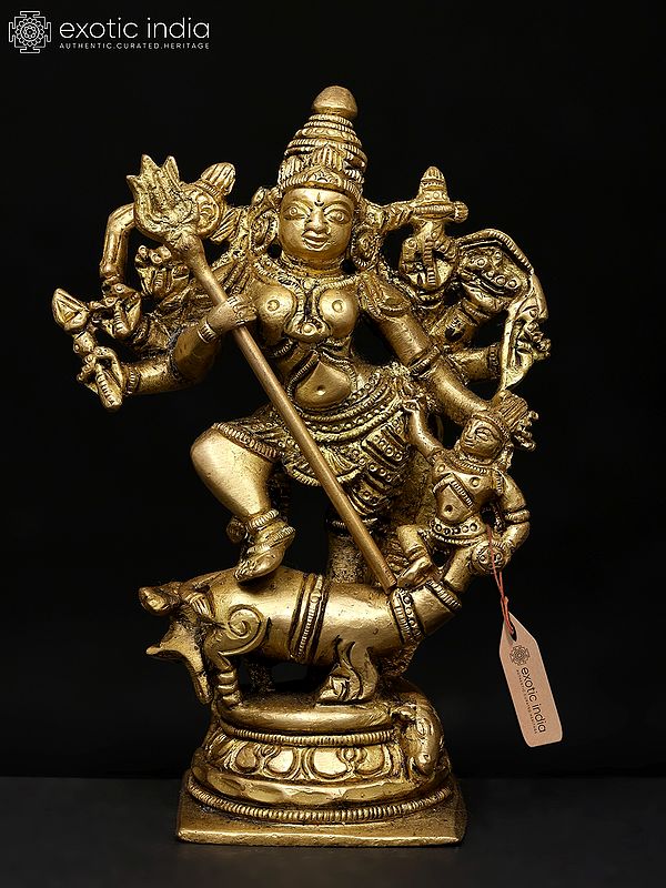 5" Small Mahishasuramardini (Goddess Durga) | Brass Statue