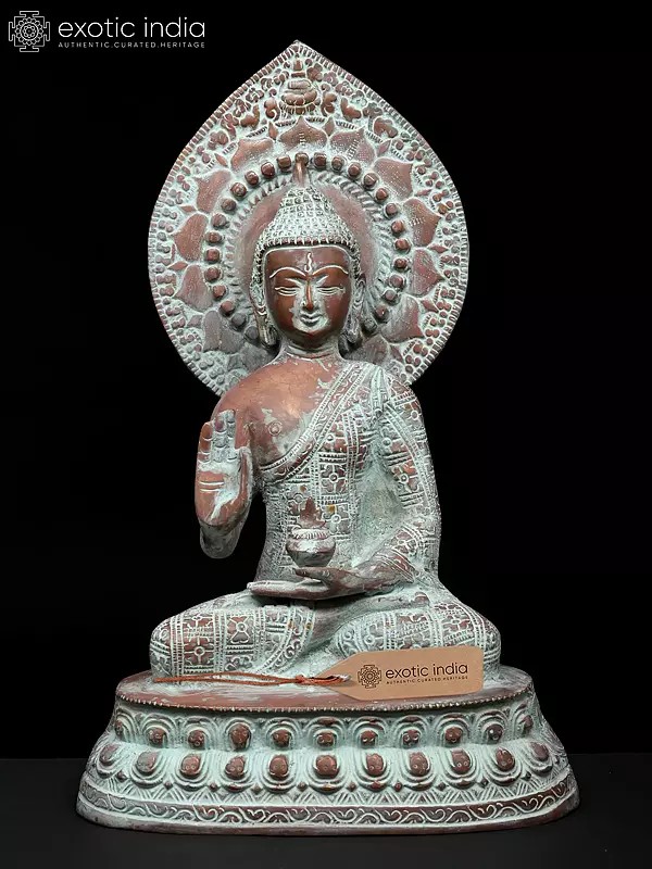 13" Shakyamuni Buddha in Abhaya Mudra | Brass Statue