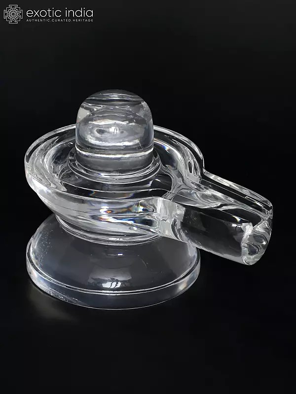 8" Transparent Natural Rock Crystal Shivalingam