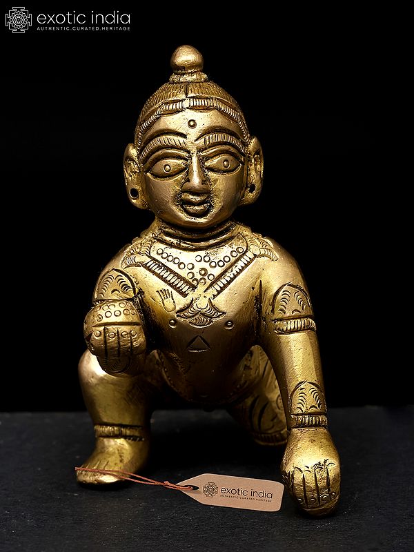 3" Small Brass Laddu Gopal (Krishna) | Brass Statue