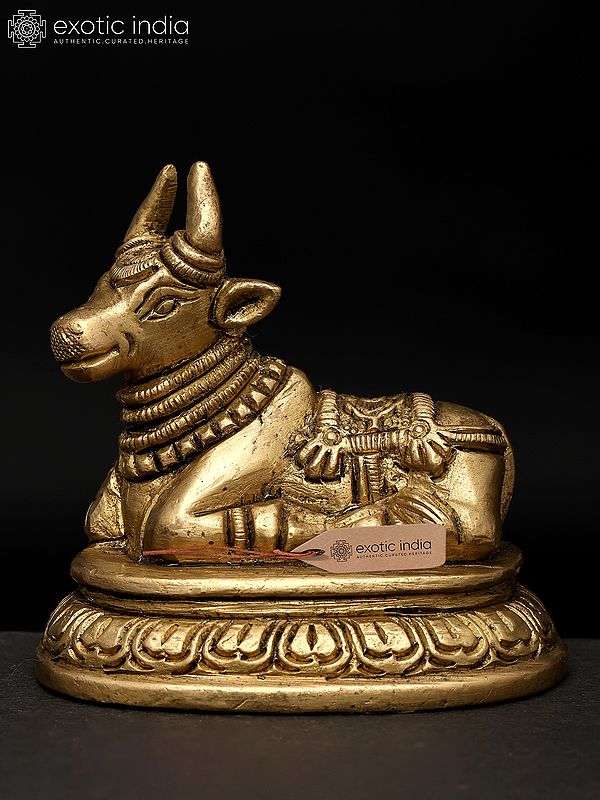 3" Small Nandi - Vahana of Lord Shiva | Brass Statue