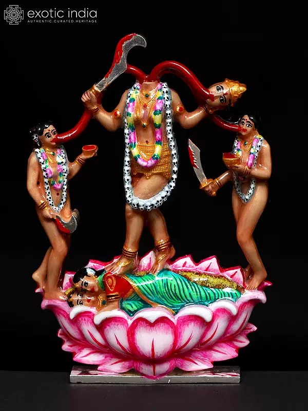 3" Tantrik Goddess Mahavidya Chhinnamasta | Enamel Colored Sterling Silver Statue