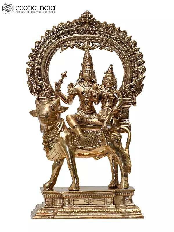 8" Pradosha Moorthy (Shiva Parvati on Nandi) | Madhuchista Vidhana (Lost-Wax) | Panchaloha Bronze from Swamimalai