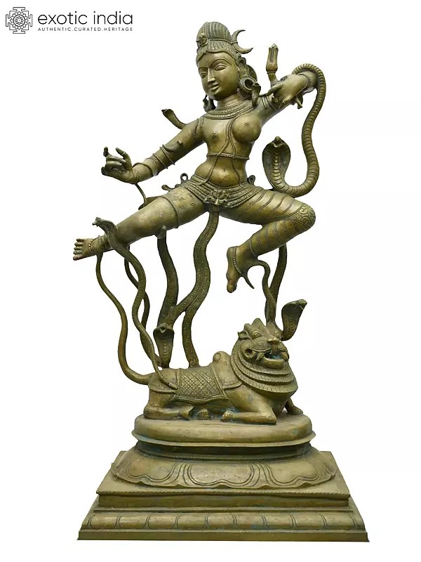 37" Large Dancing Ardhanarishvara - Fusion of Masculine and Feminine Energies | Madhuchista Vidhana (Lost-Wax) | Panchaloha Bronze from Swamimalai