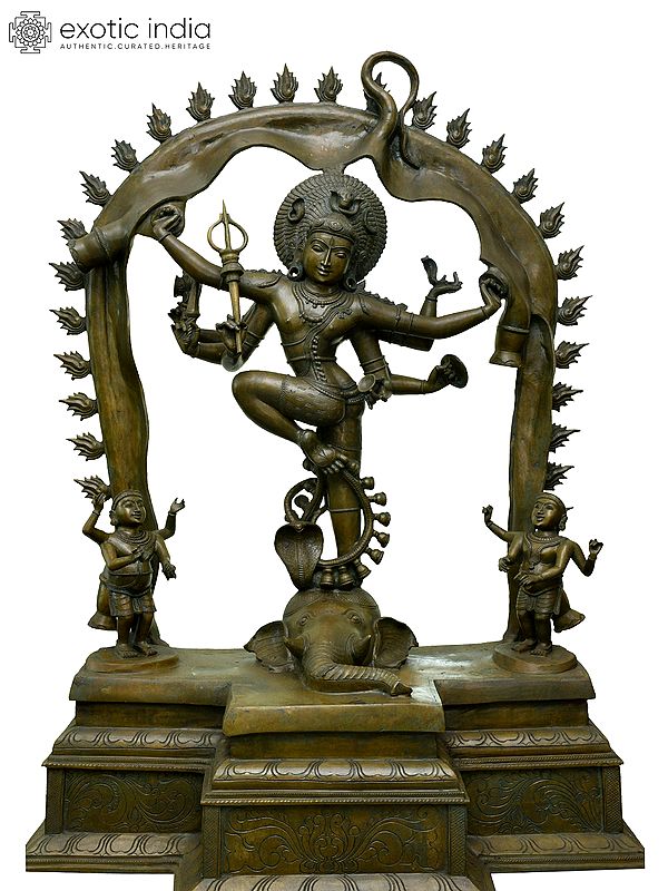 48" Large Shiva Gaja-Samhara-Murthy | Madhuchista Vidhana (Lost-Wax) | Panchaloha Bronze from Swamimalai
