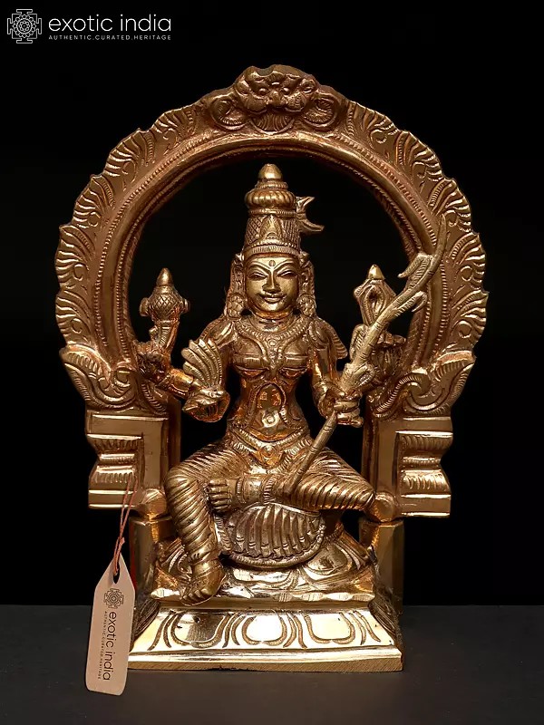 6" Goddess Rajarajeshwari Bronze Sculpture – Divine Majesty Seated on Throne | Handmade in India