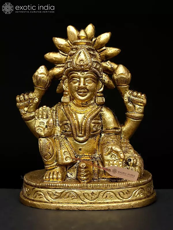 3" Goddess Lakshmi Small Statue in Brass | Handmade | Made in India