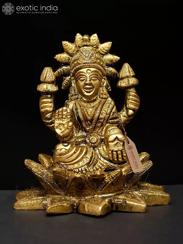 3" Small Brass Blessing Goddess Lakshmi