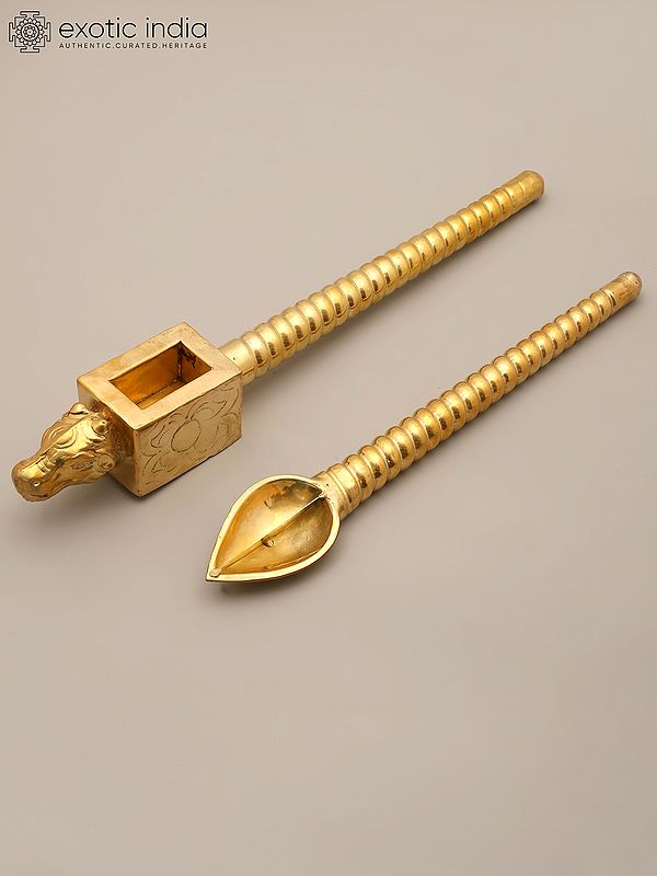 Nandi Head Homa Spoon Set for Vedic Sacrifices (Yajna)
