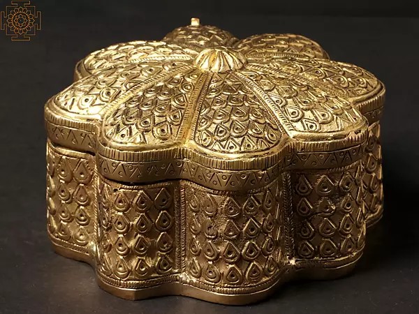 5" Decorated Box in Brass | Handmade | Made In India