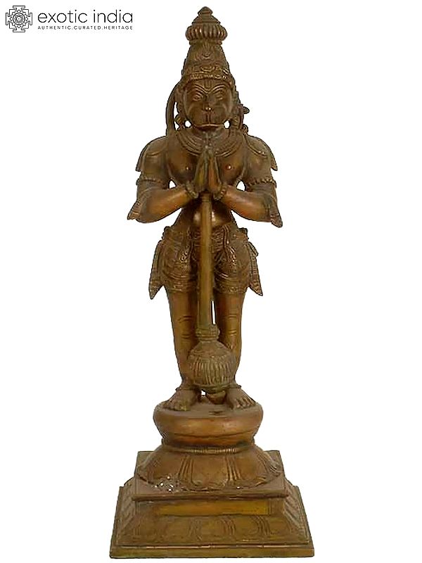 16" Standing Hanuman Brass Idol | Handmade | Made in India