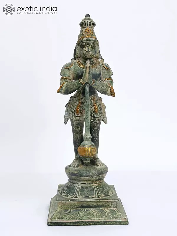 16" Standing Hanuman Brass Idol | Handmade | Made in India