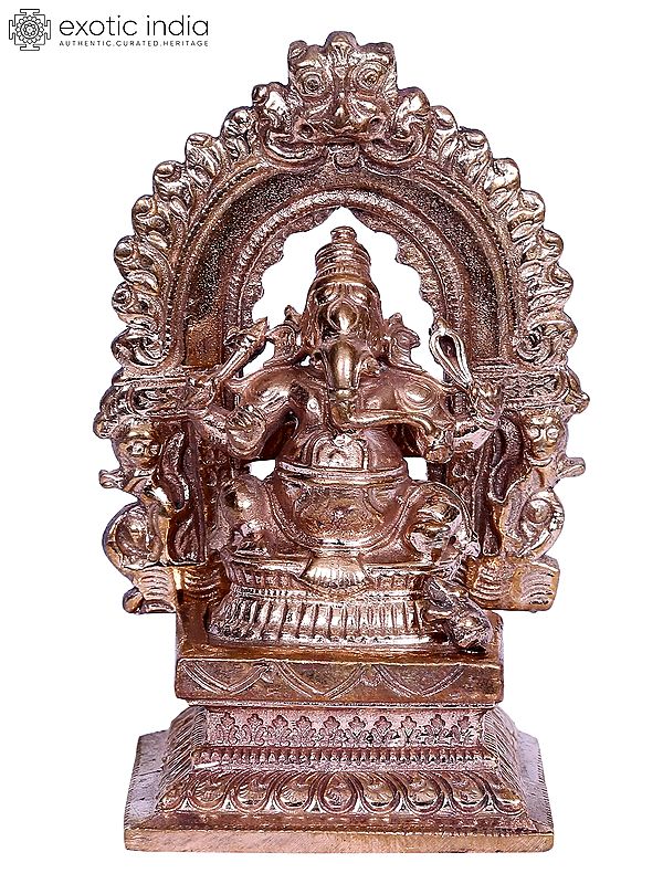 3" Bronze Lord Ganesha Statue Seated on Throne