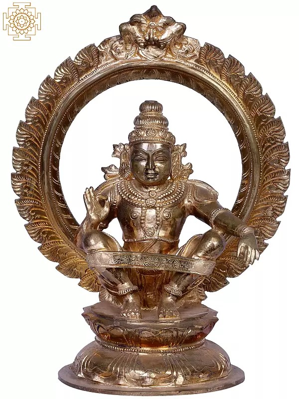 12" Bronze Lord Manikandan (Ayyappa) Idol in Lotus Position | Madhuchista Vidhana (Lost-Wax) | Panchaloha Bronze from Swamimalai