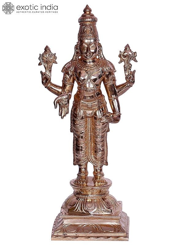 Hindu Tamil Deity Varadharaja Perumal Bronze Statue