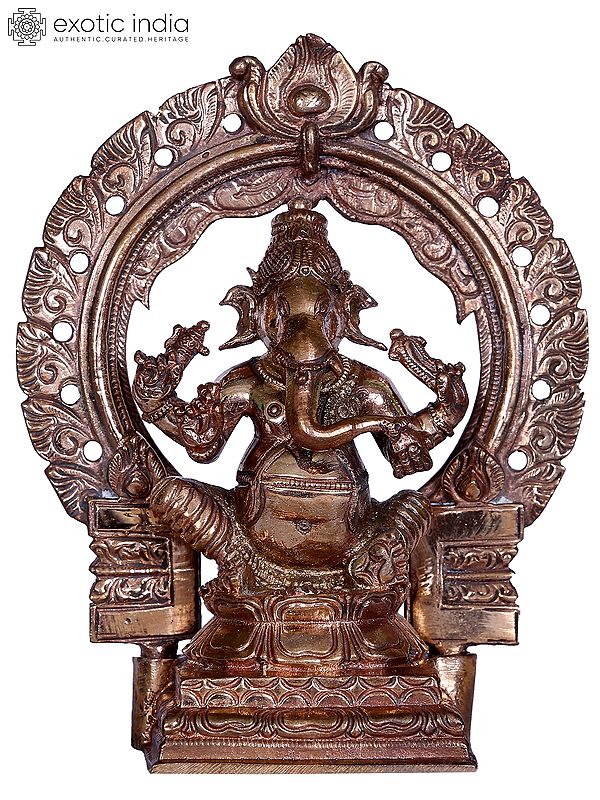 4'' Small Lord Ganesha Bronze Idol with Arch | Gift Box