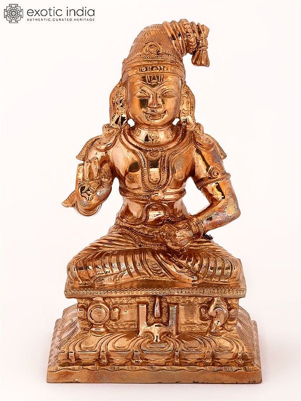 4" Small Hindu Saint Nammalvar Idol in Bronze