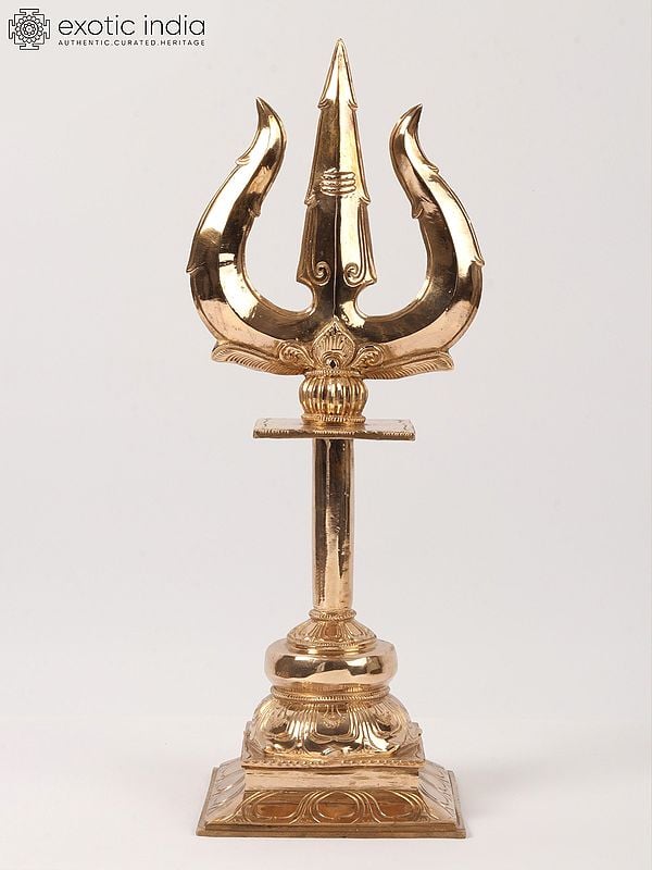 19" Bronze Lord Shiva's Trishul / Trident with Stand