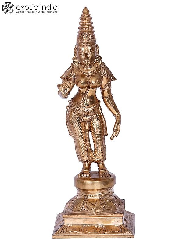 13'' Devi Meenakshi Sculpture | Madhuchista Vidhana (Lost-Wax) | Panchaloha Bronze from Swamimalai