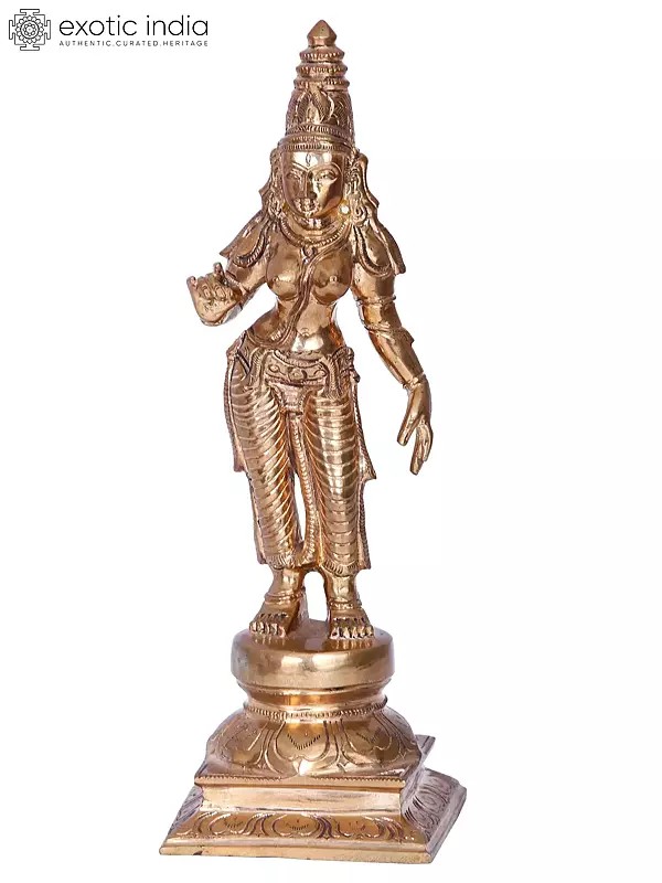 9'' Meenakshi Panchaloha Bronze Idol from Swamimalai | Madhuchista Vidhana (Lost-Wax)